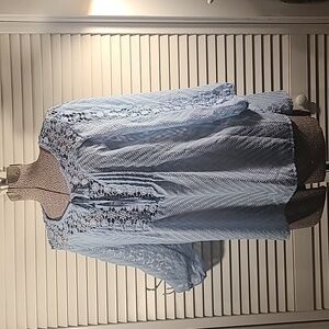 Women's Light Blue Lace Detail Top